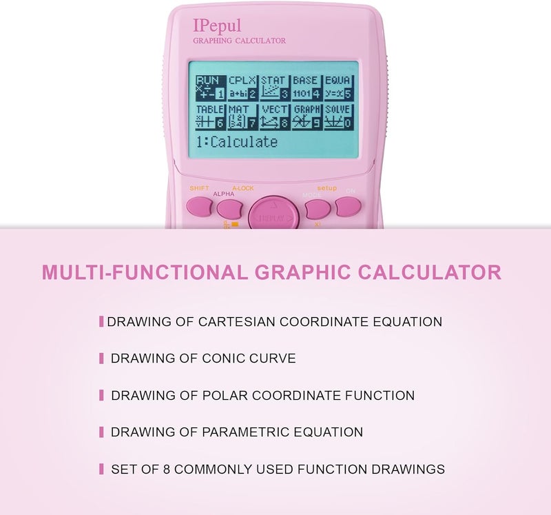 iPepul Graphing Calculator, Scientific Calculators 10 Modes /4 Graphing Functions,Desktop Math Calculator for College Students,School Supplies for Middle High School Teachers Office（Pink） - Image 5